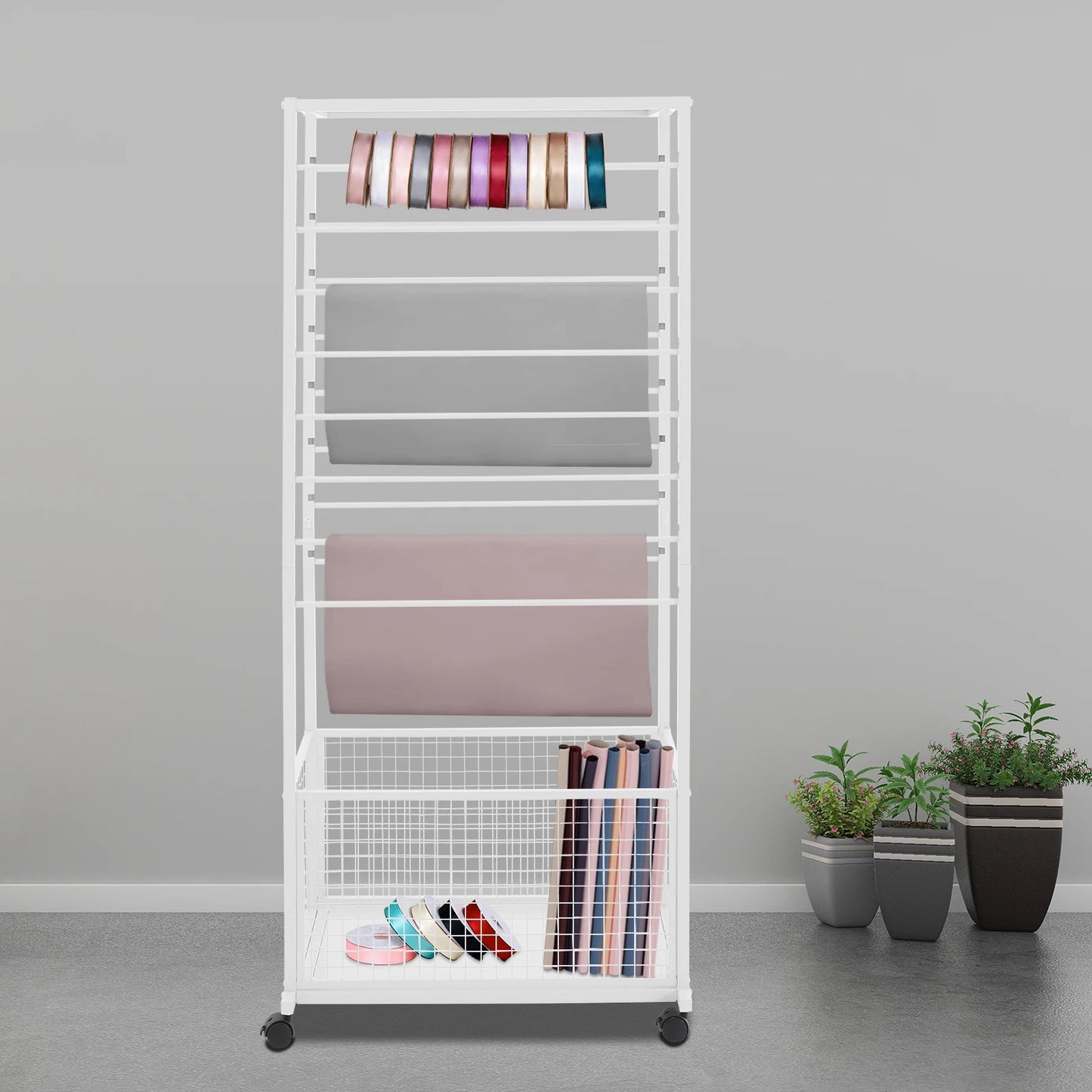 Ribbon Organizer Rack With Top Shelf 16 Layer Display Storage