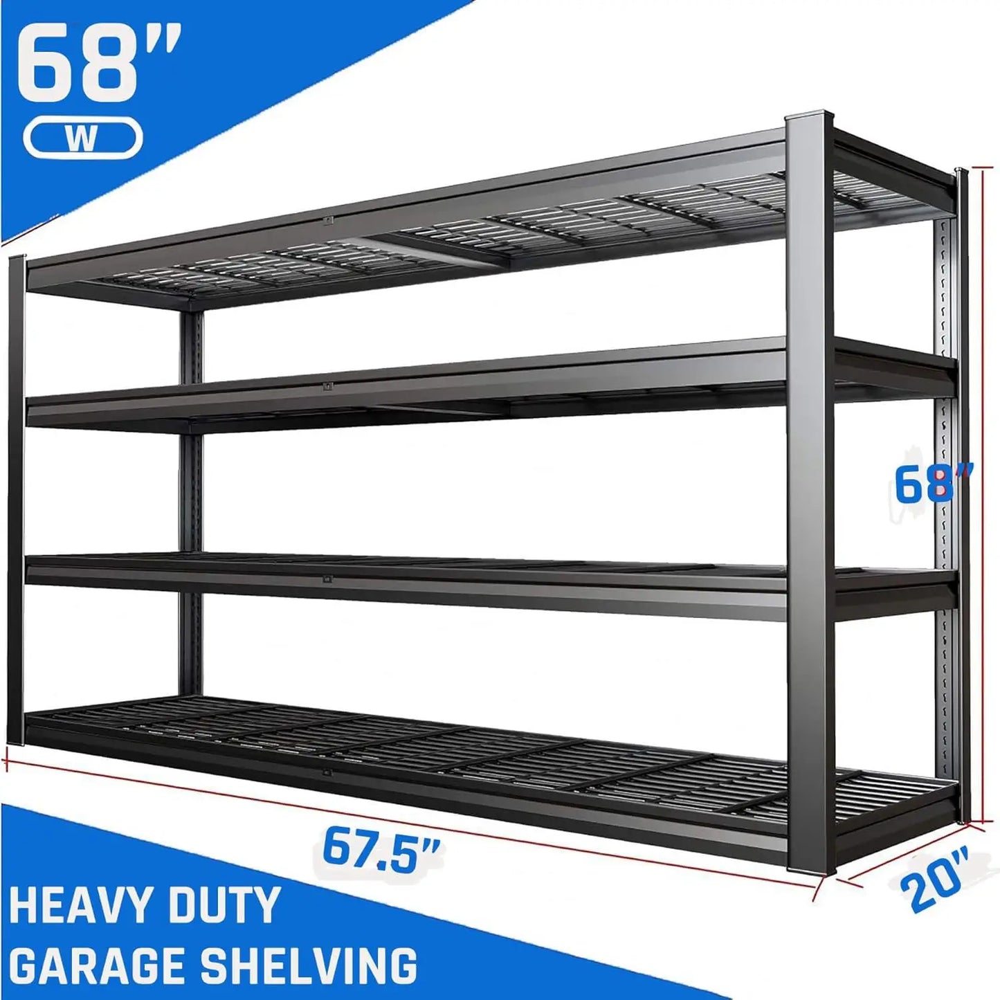 Heavy Duty Garage Shelving Unit 4 Tier Adjustable Metal Storage