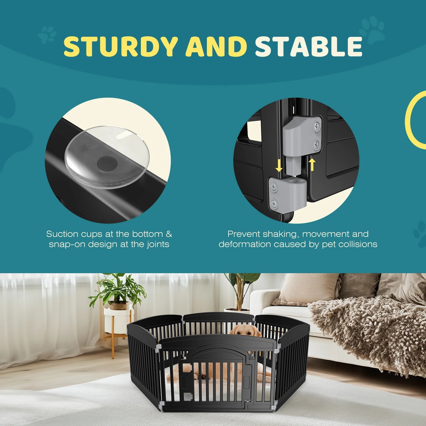 JHK Plastic Dog Playpen 6 Panel Portable Indoor Outdoor Fence