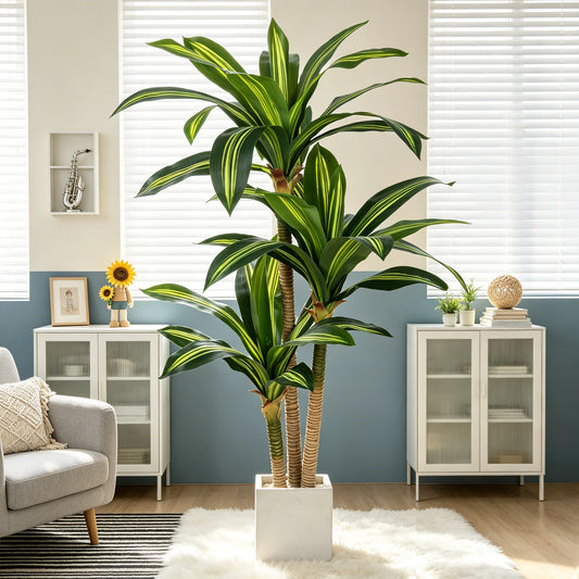 Dracaena Artificial Tree In Pot For Indoor Outdoor Decor