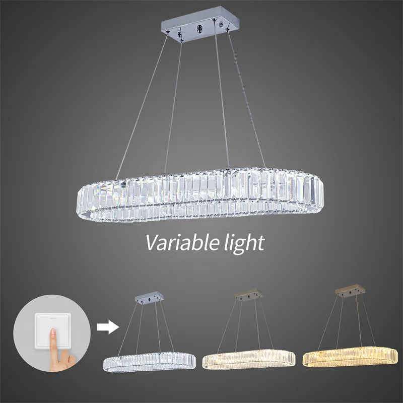 GreeLustr K9 Crystal Oval Pendant Lamp For Living Rooms