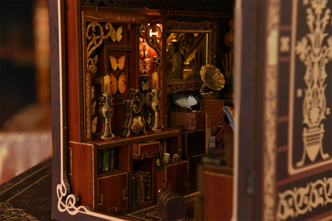 DIY Wooden Puzzle Miniature House Kit For Bookshelf Decor