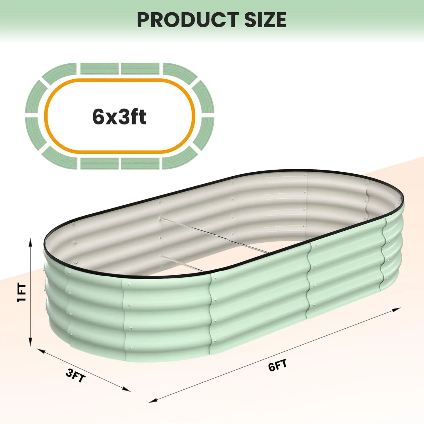 HiMISS Two Pack Oval Galvanized Steel Raised Garden Bed