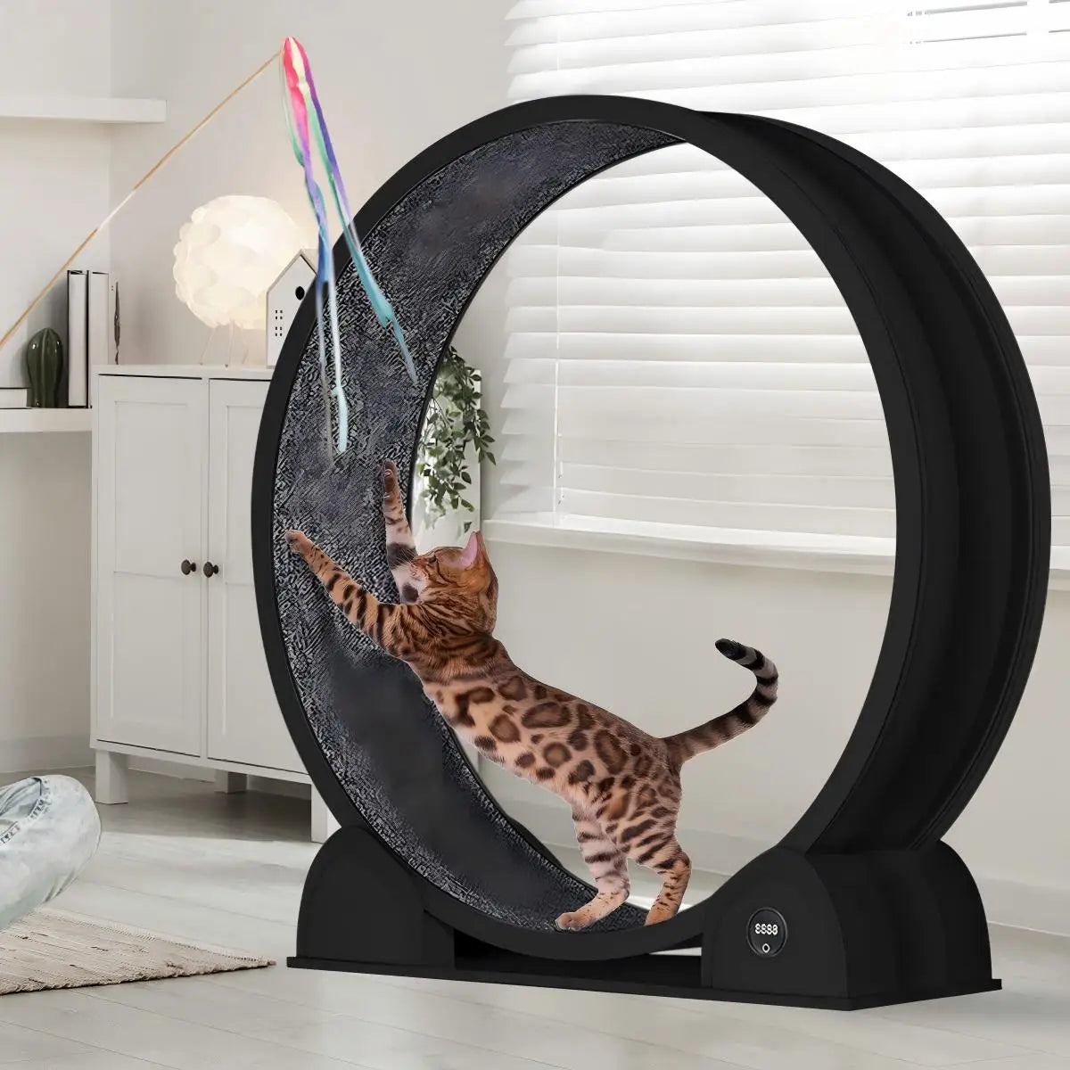 HiMISS Cat Exercise Wheel Super Quiet Run Wheel With Pedometer Removable Mat