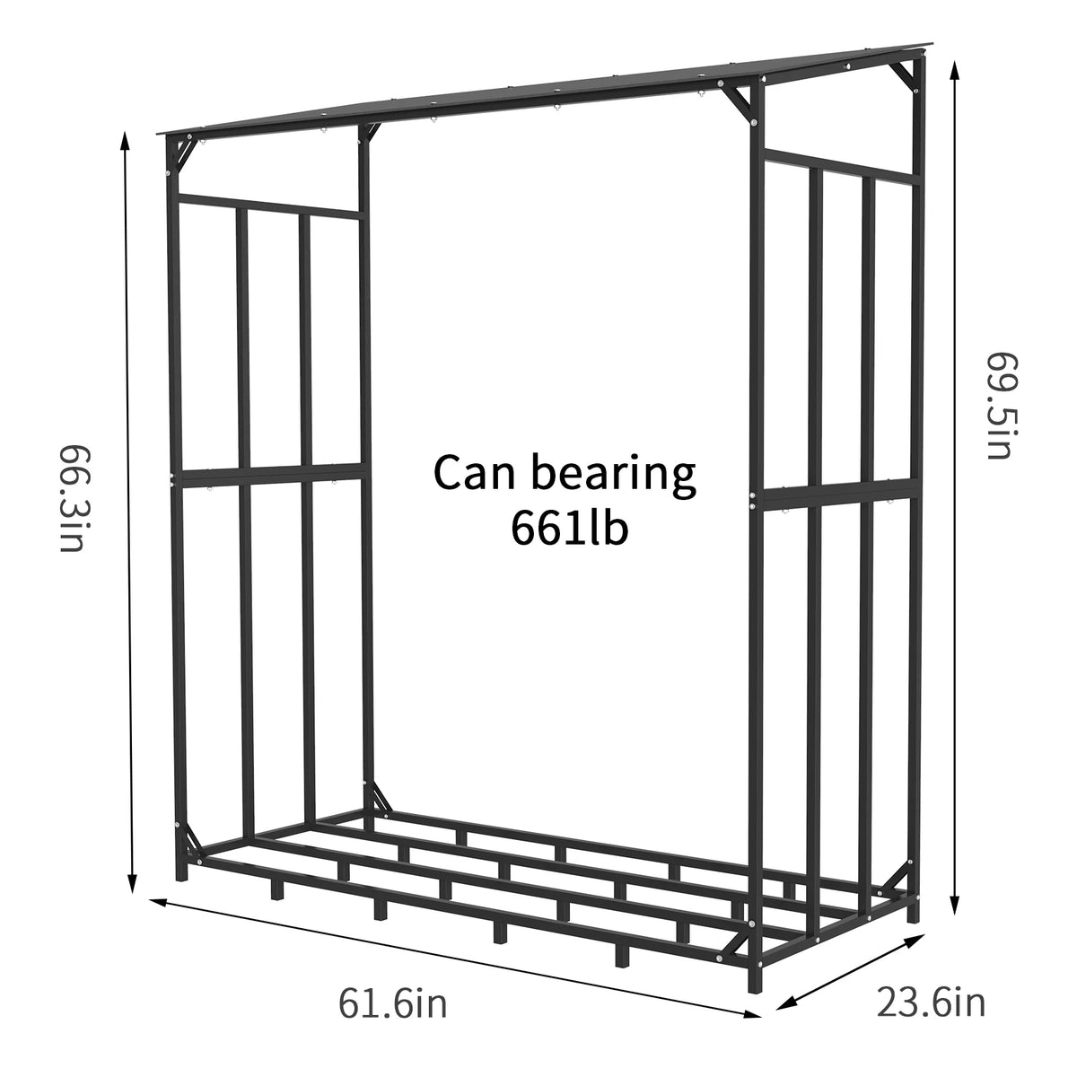 Metal Firewood Rack With Top Cover For Outdoor Wood Storage