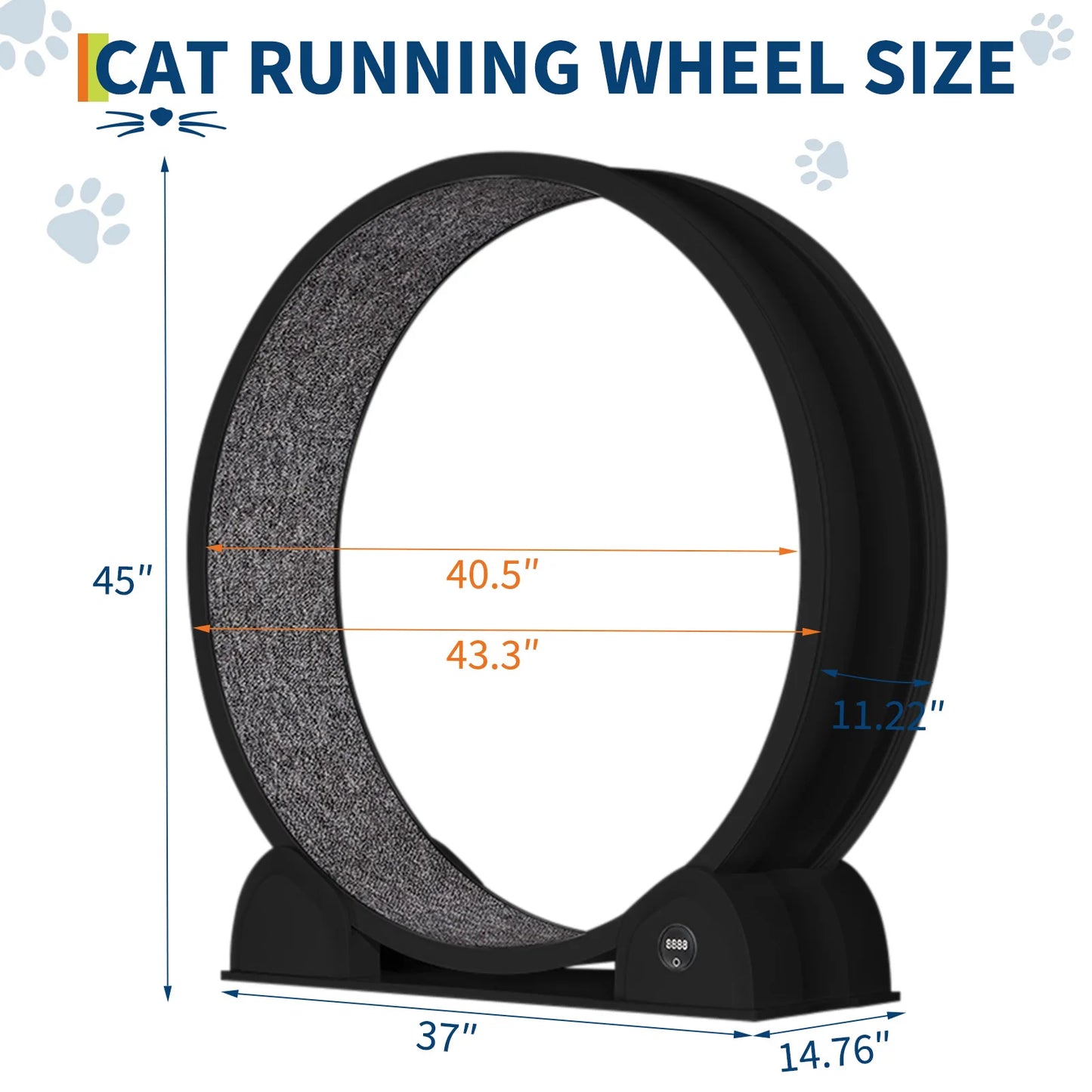 HiMISS Cat Exercise Wheel Super Quiet Run Wheel With Pedometer Removable Mat