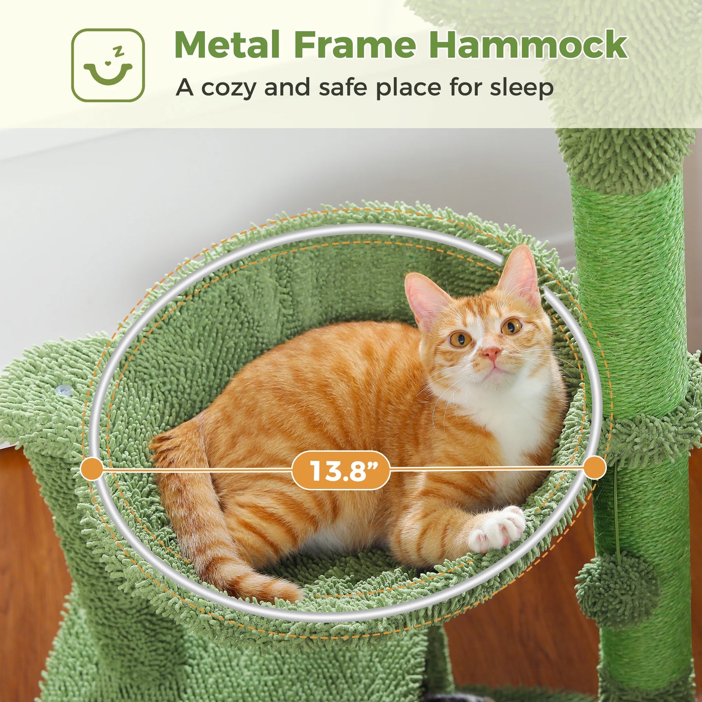 Pequlti Cactus Cat Tree With Condo And Hammock Indoor Play