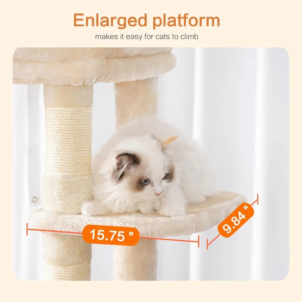 Cat Tree Indoor Multi Level Plush Condo For Indoor Cats