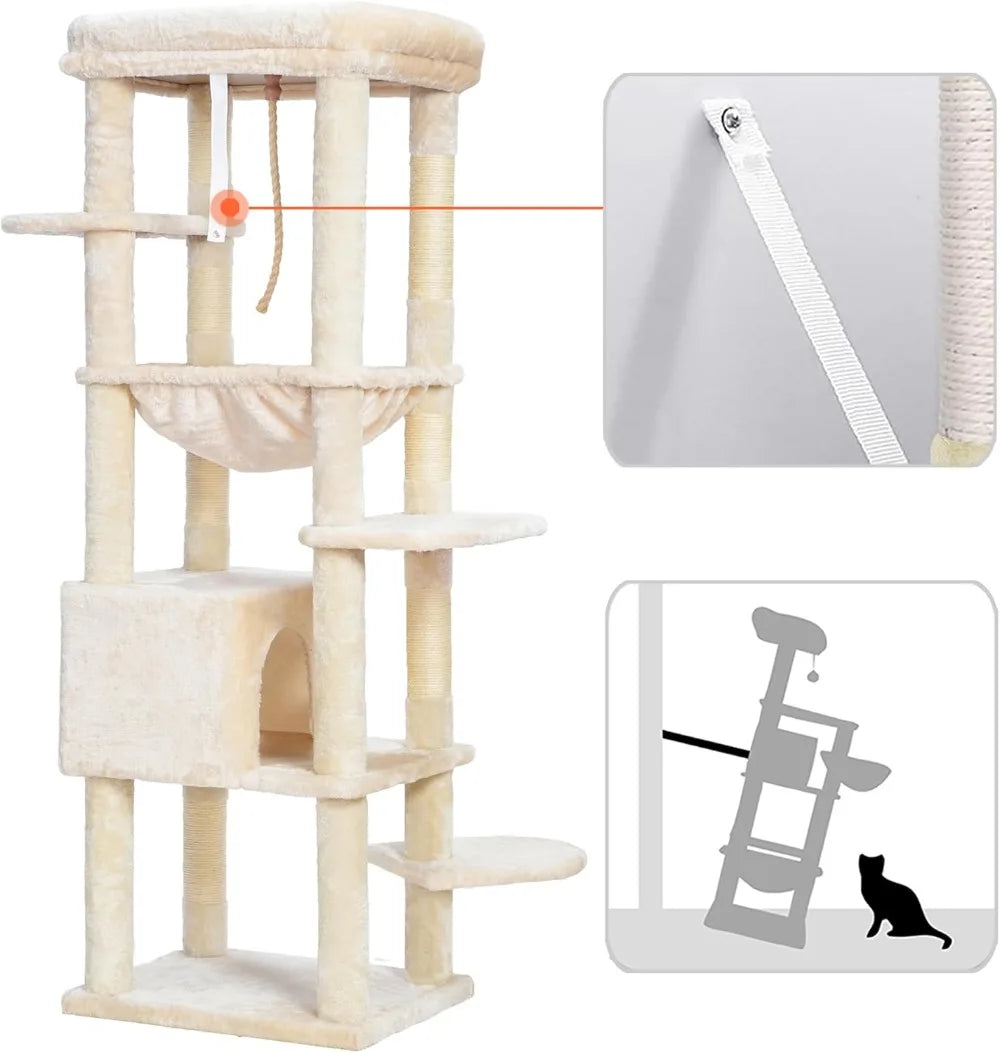 Cat Tree Indoor Multi Level Plush Condo For Indoor Cats