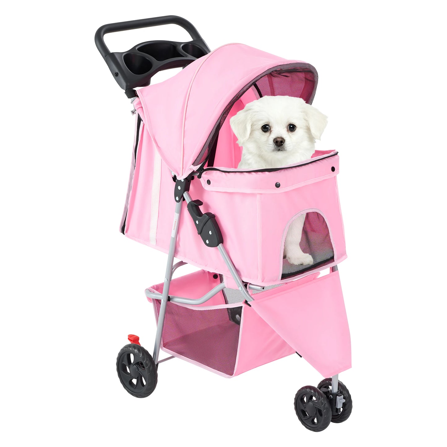 3-Wheel Foldable Pet Stroller For Small Dogs And Cats Mesh
