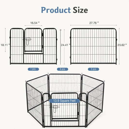 JHK 6-Panel Foldable Metal Dog Playpen