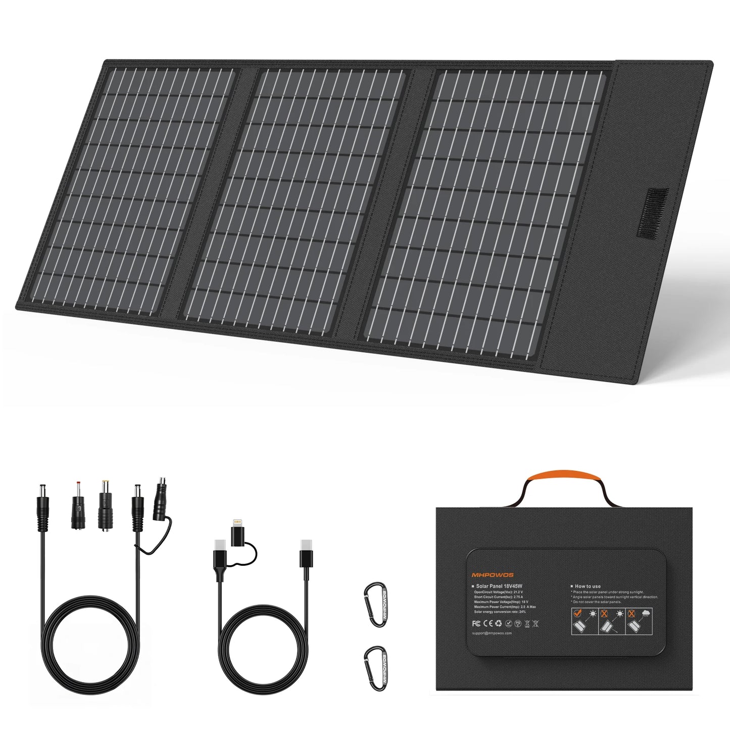 MHPOWOS 42W Solar Panel Charger For Phone Hiking Cam