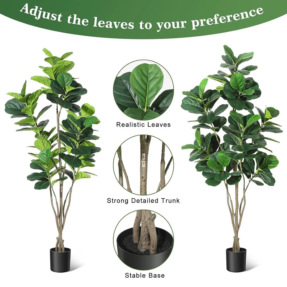 HiMISS Artificial Fiddle Leaf Fig Tree With Pot Home Decor