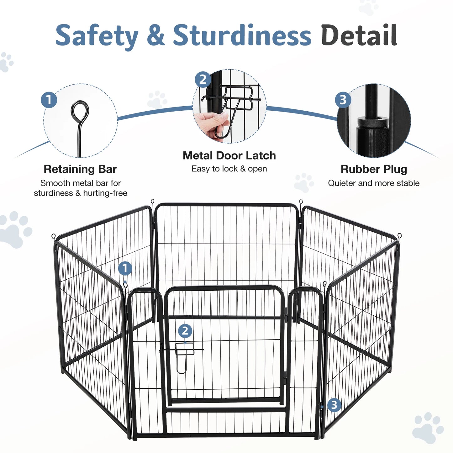 JHK 6-Panel Foldable Metal Dog Playpen