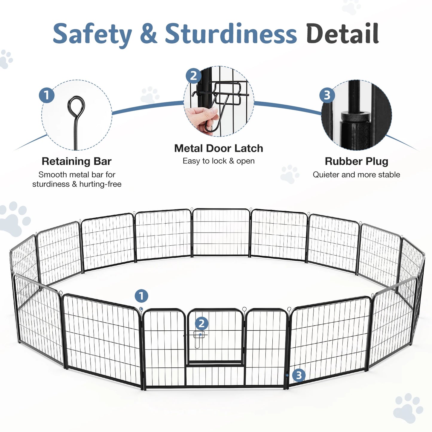 JHK Foldable Dog Playpen Metal Fence for Outdoor Exercise