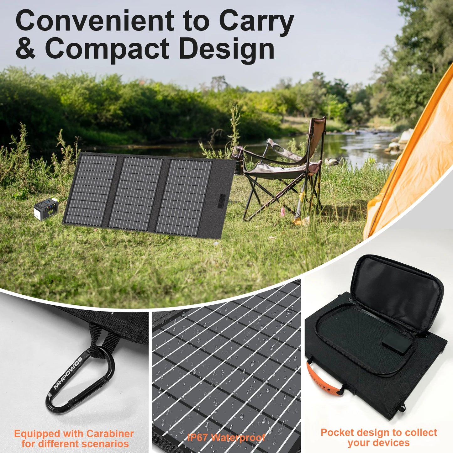 MHPOWOS 42W Solar Panel Charger For Phone Hiking Cam