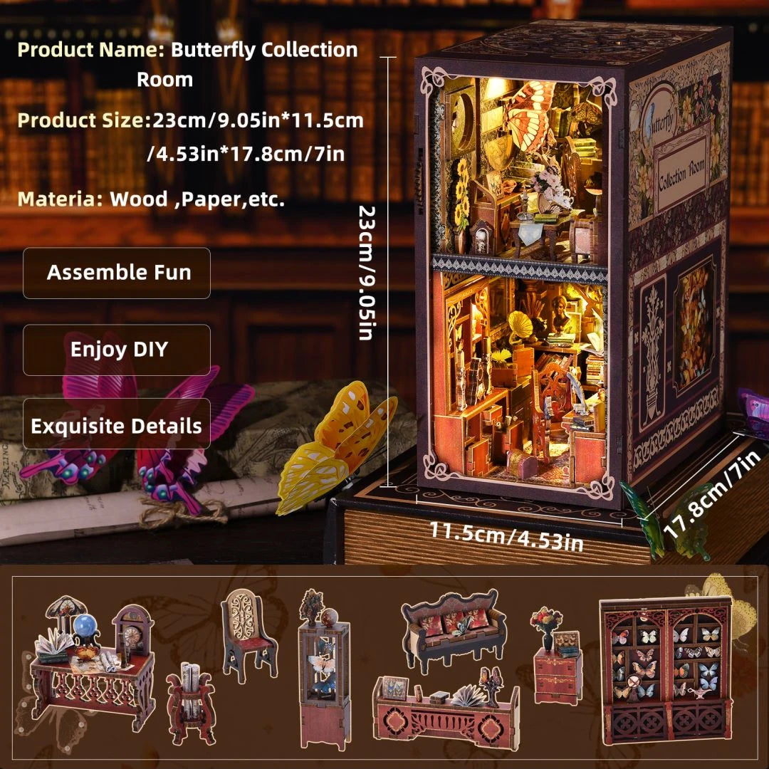 DIY Wooden Puzzle Miniature House Kit For Bookshelf Decor