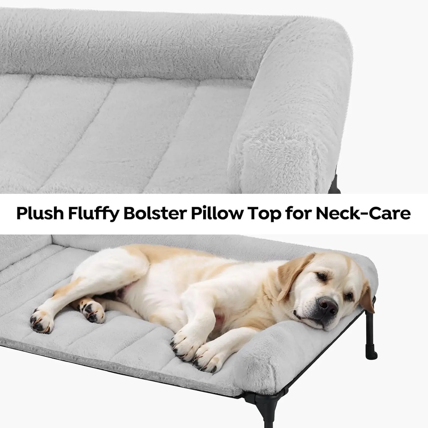 Elevated Orthopedic Dog Bed With Fluffy Bolster And Removable Mat