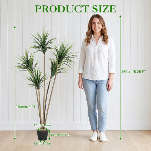 HiMISS Artificial Dracaena Tree With Decorative Indoor Planter