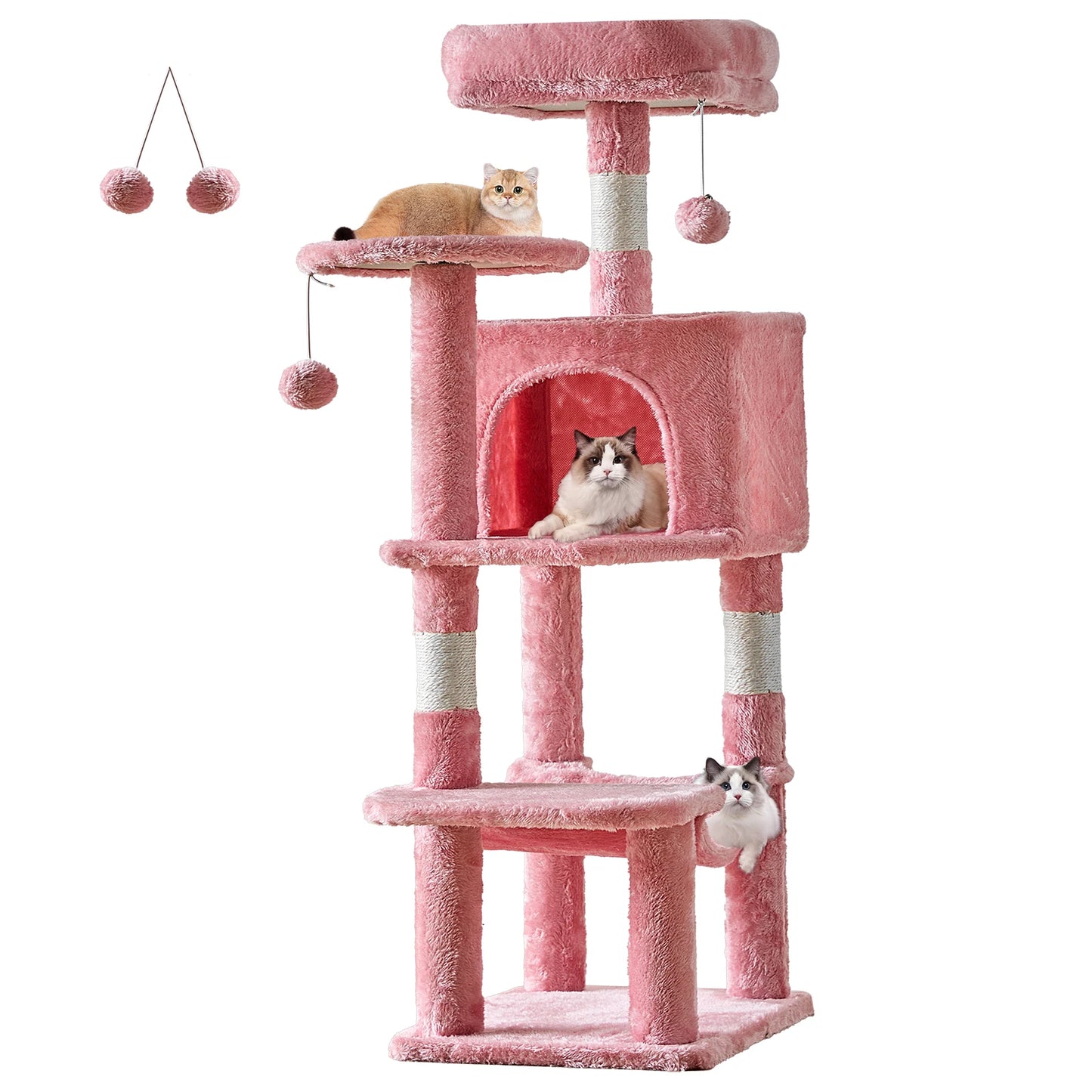 JHK Cat Tree Tall MultiCat Climbing Tower Natural Sisal Posts