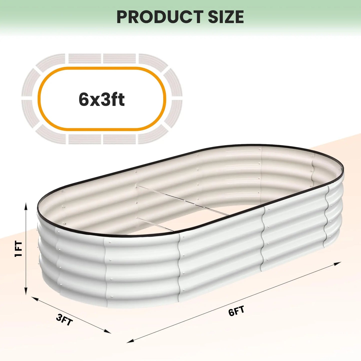 HiMISS Two Pack Oval Galvanized Steel Raised Garden Bed