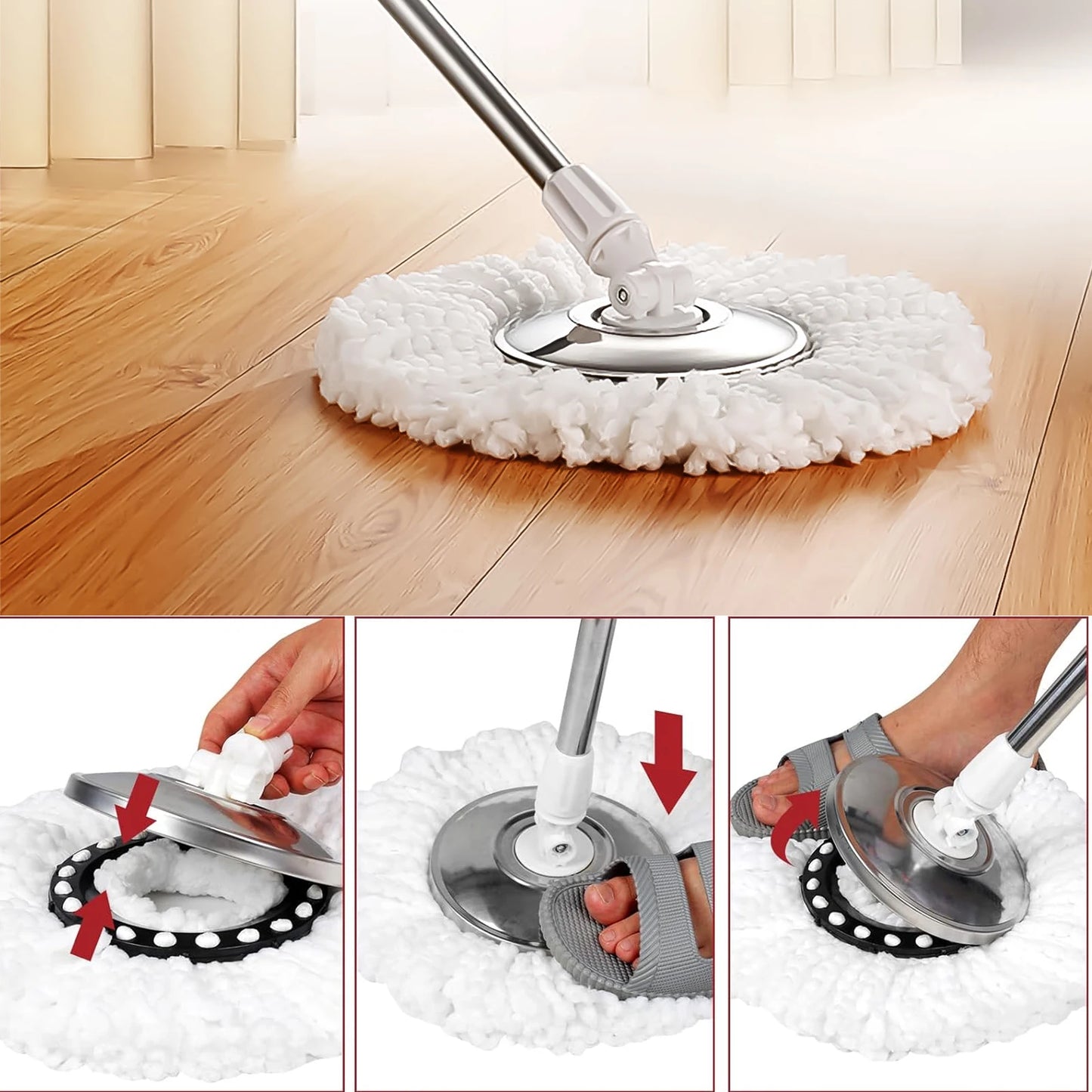 Spin Mop Replacement Heads Microfiber Refills For Dry And Wet