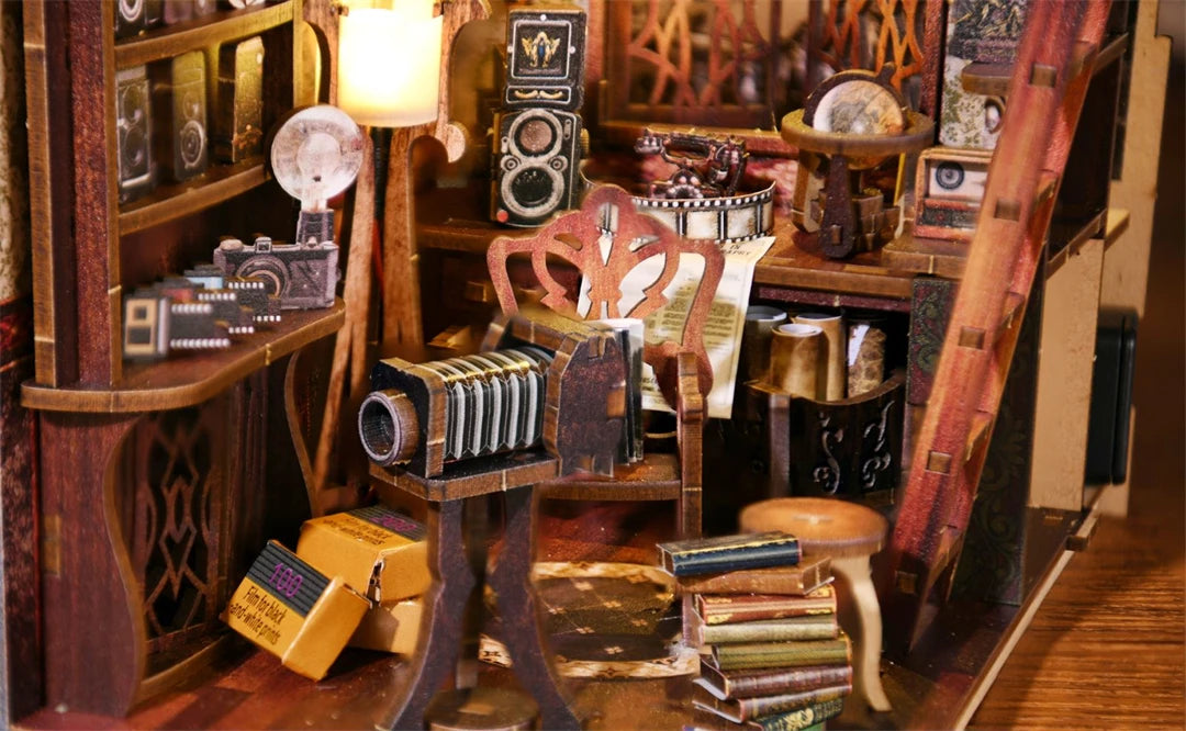 DIY Wooden Puzzle Miniature House Kit For Bookshelf Decor