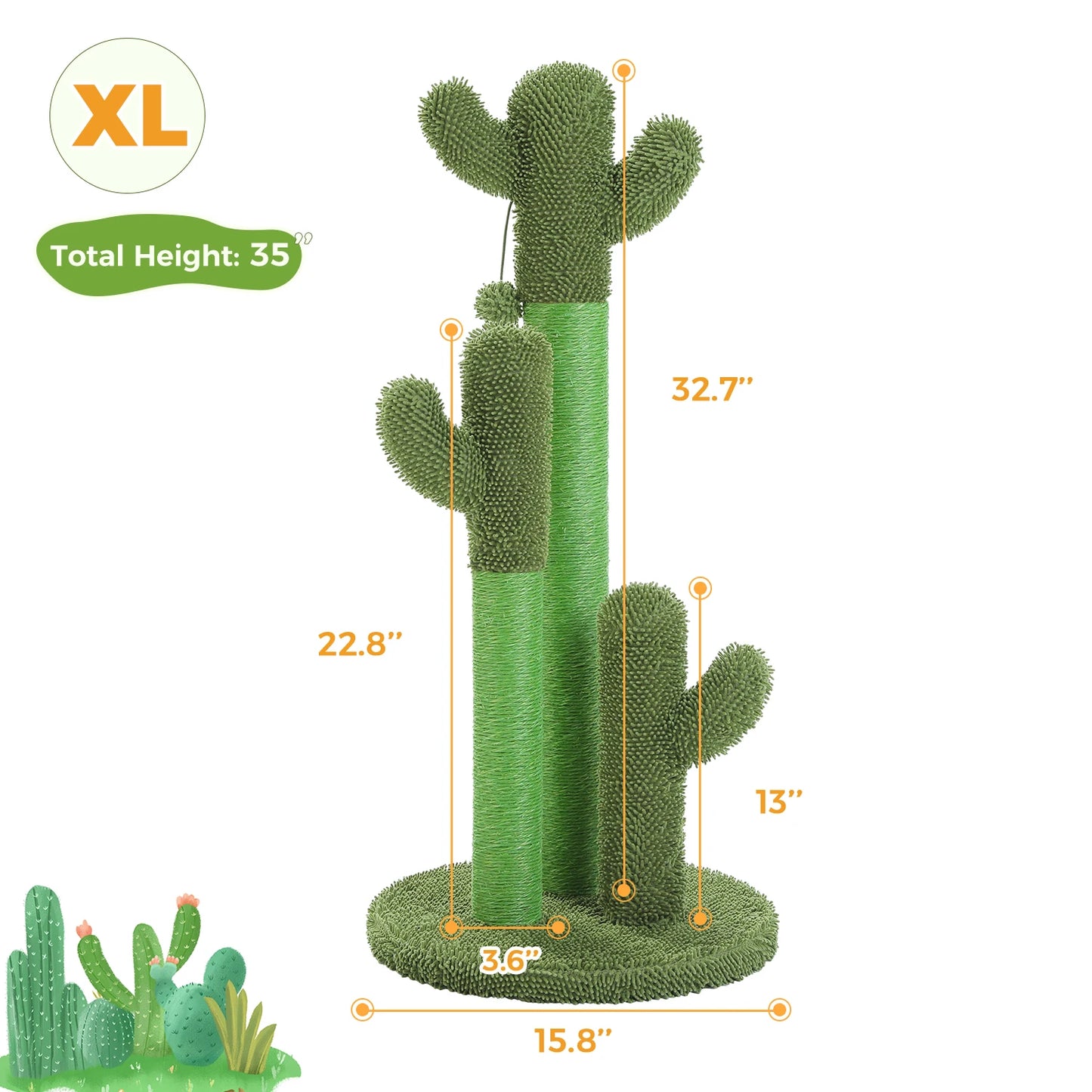 Pequlti Cactus Cat Tree With Condo And Hammock Indoor Play