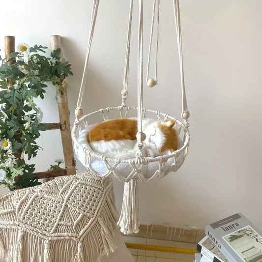 Handwoven Cotton Rope Cat Hammock Durable and Comfortable