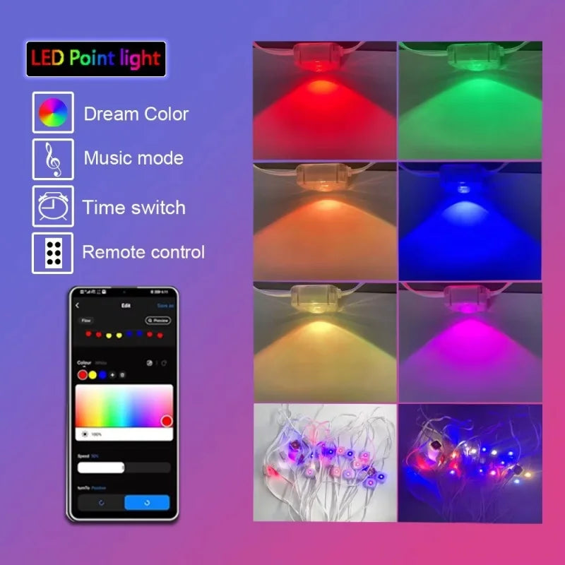 MIMIRGB RGB Eaves LED Outdoor String Lights With Bluetooth App