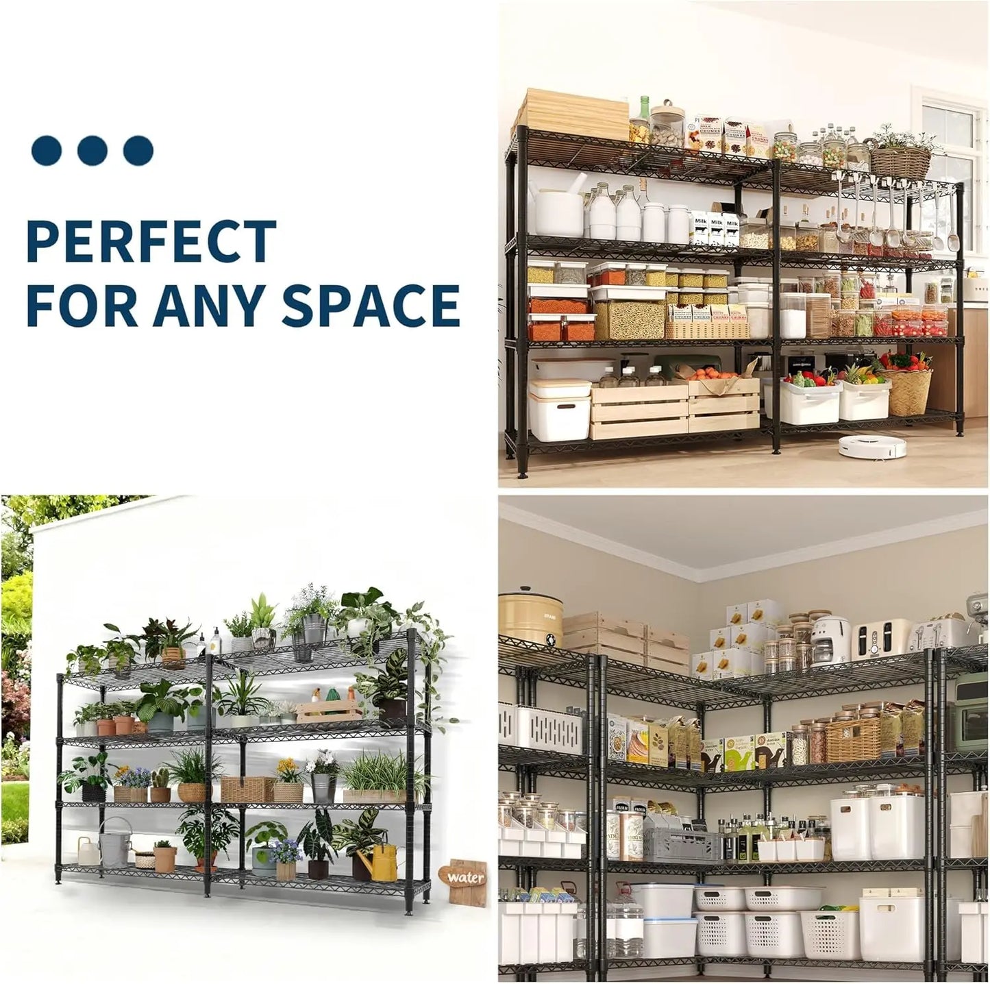 HiMISS Heavy Duty 4 Tier Metal Shelving Unit Kitchen Storage
