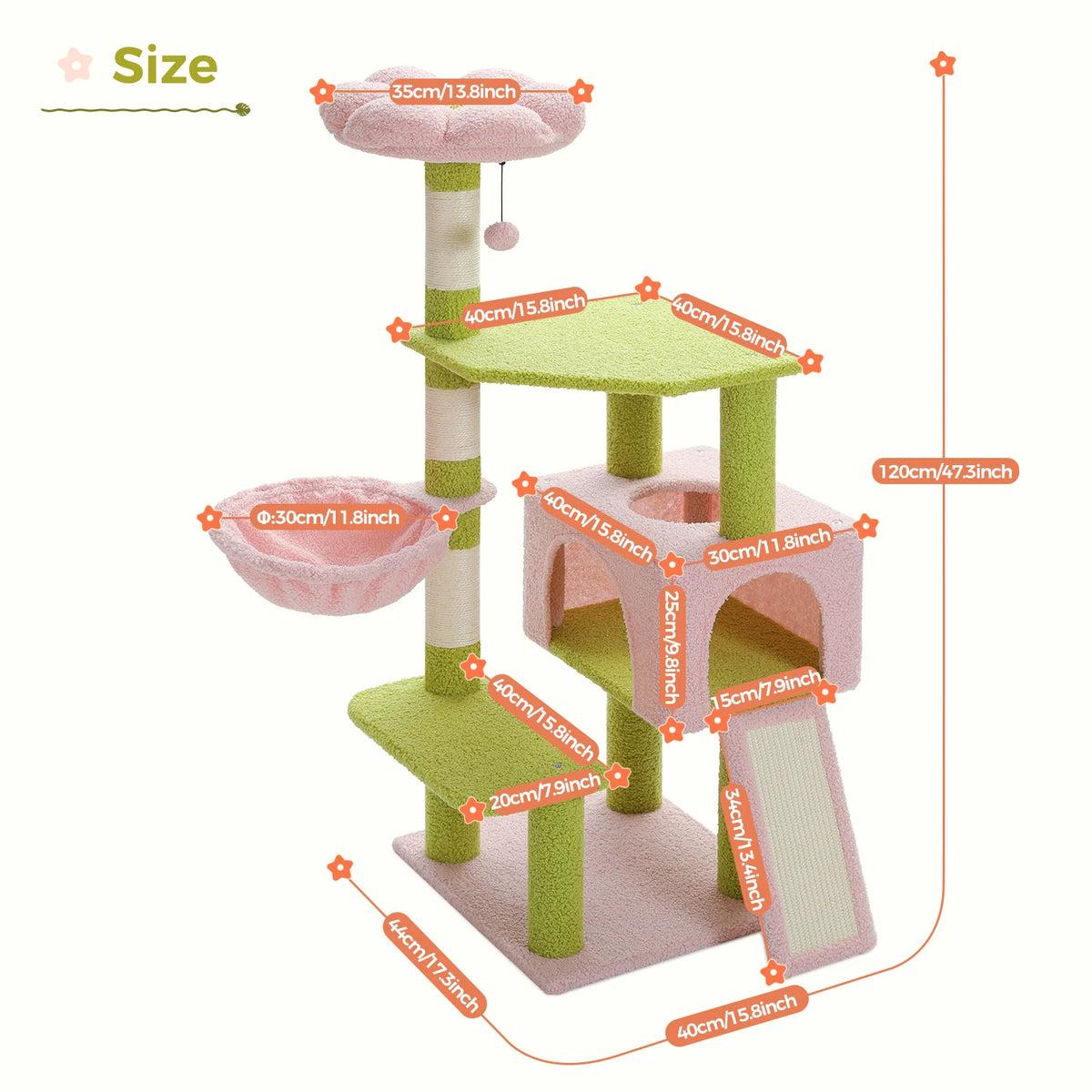 PAWZ Road Flower Cat Tree Multi-Level Tower With Scratching Posts