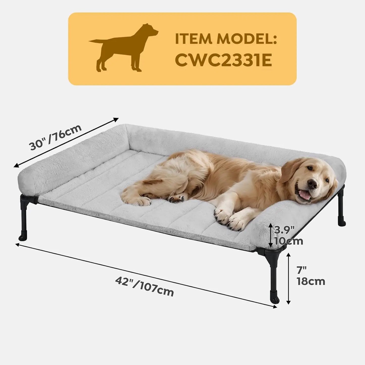 Elevated Orthopedic Dog Bed With Fluffy Bolster And Removable Mat