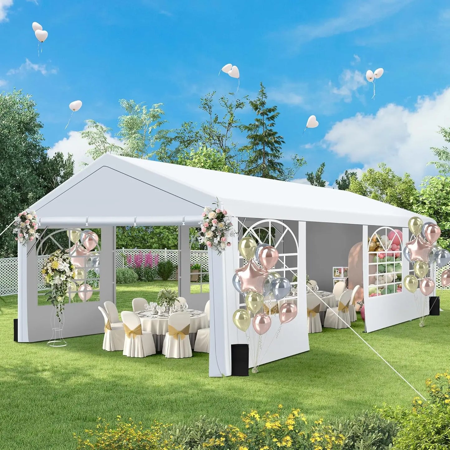 Heavy Duty Party Tent With Removable Sidewalls And Sand Bags