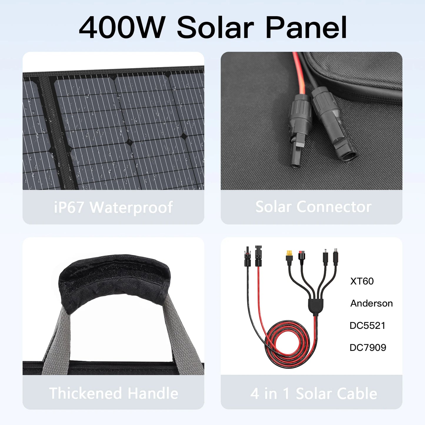 MHPOWOS 400W Portable Foldable Solar Panel for Outdoor Activities