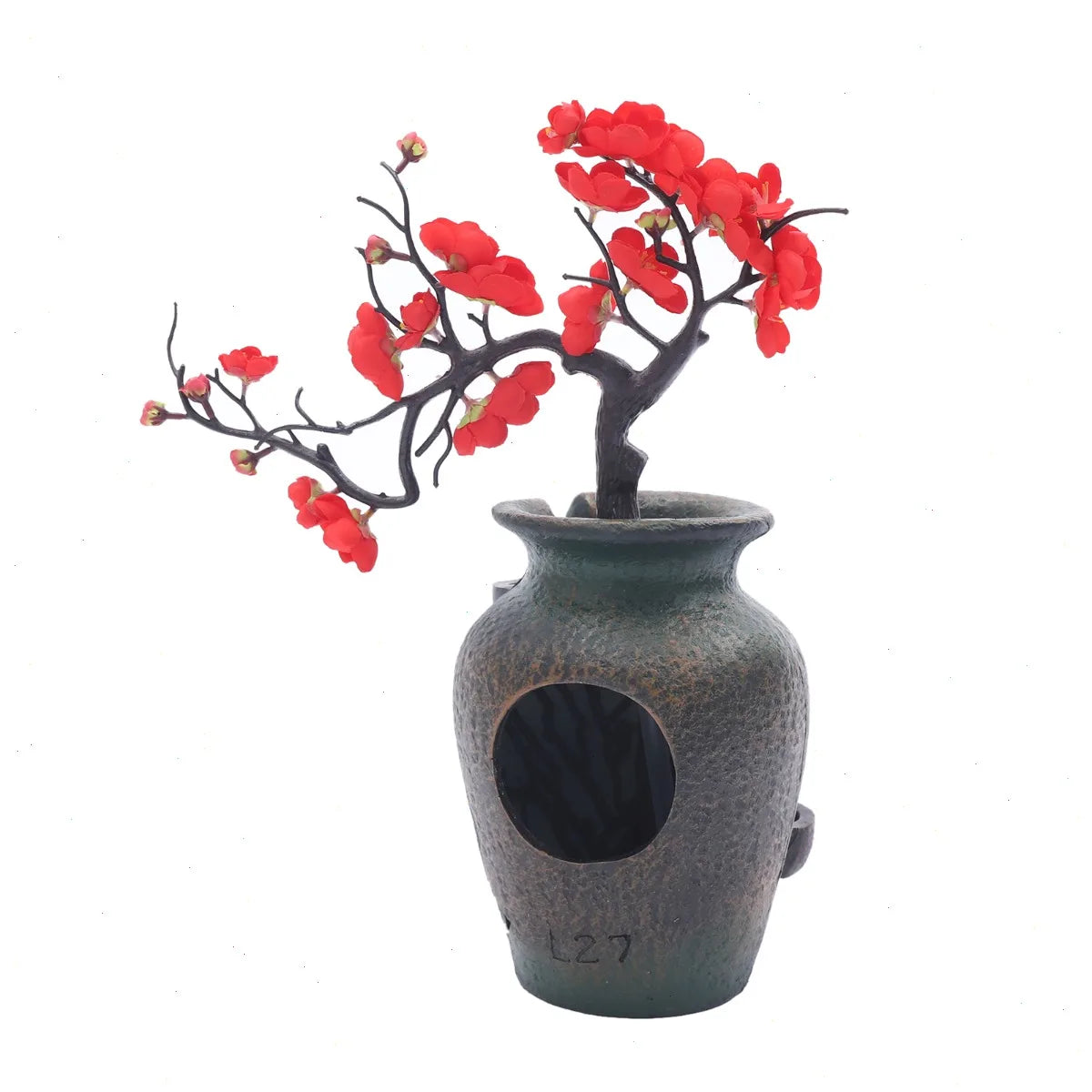 Bymaocar Decorative Tabletop Fountain With Simulated Flowers Quiet Pump