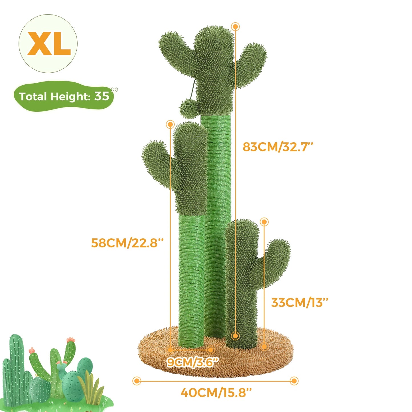 Pequlti Cactus Cat Tree With Condo And Hammock Indoor Play