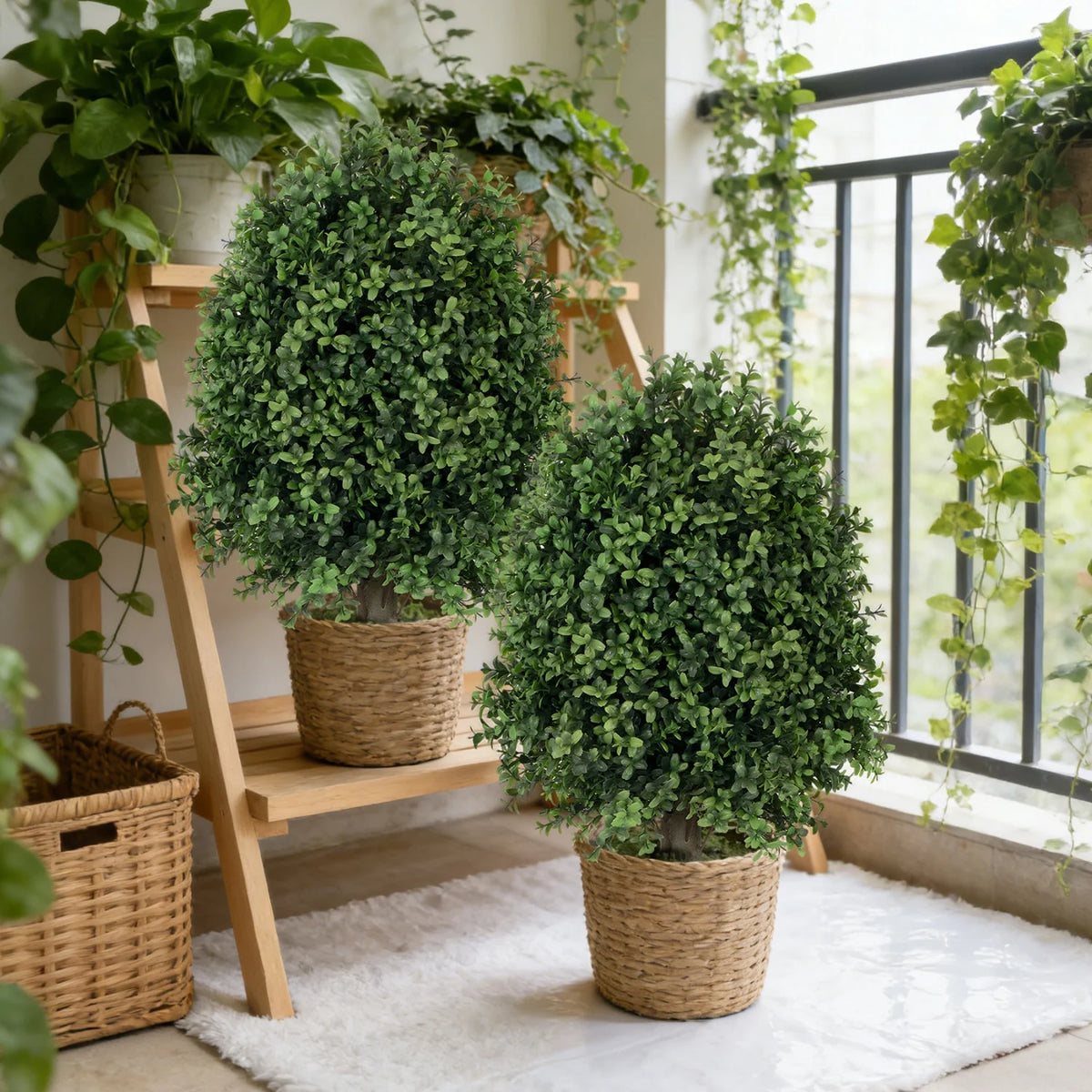 HiMiss Artificial Boxwood Shrubs Outdoor UV Resistant Garden Decor