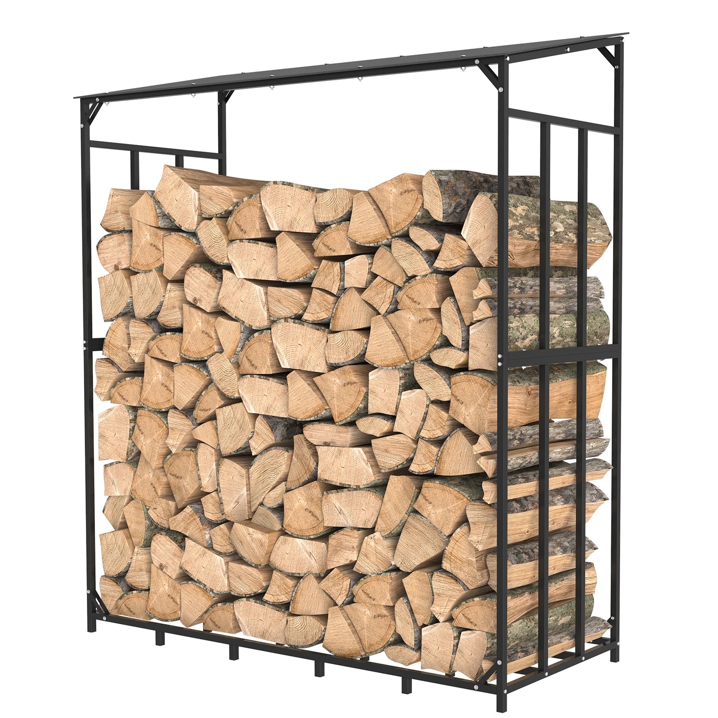 Outdoor Firewood Rack With Waterproof Cover Heavy Duty