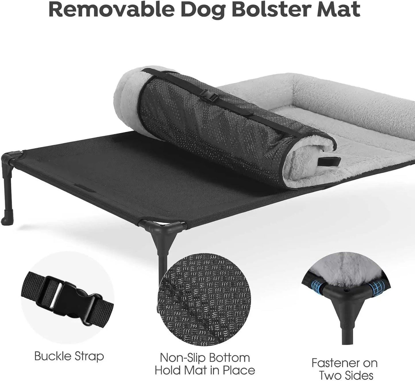 Elevated Orthopedic Dog Bed With Fluffy Bolster And Removable Mat