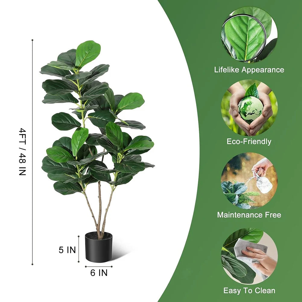 HiMISS Artificial Fiddle Leaf Fig Tree With Pot Home Decor