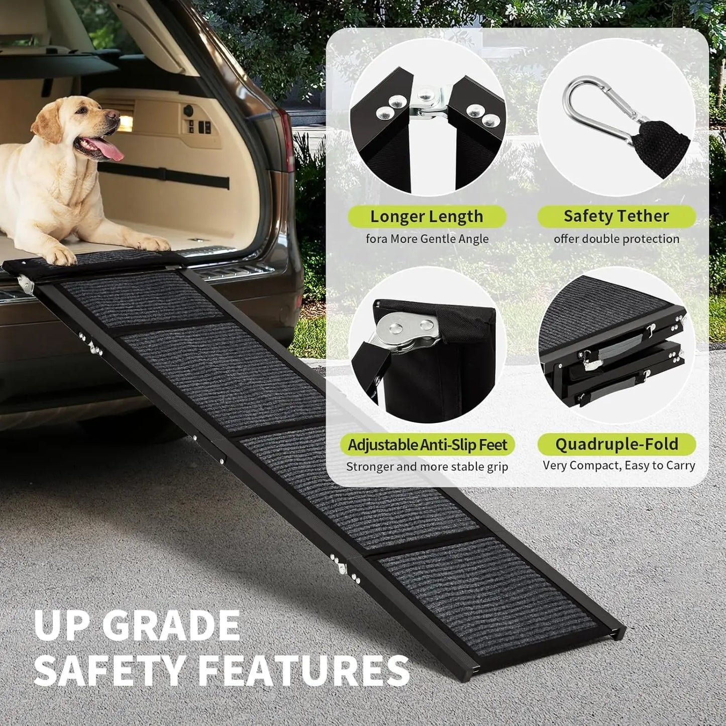 HiMISS Upgraded Car Dog Ramp With Non Slip Surface Folding