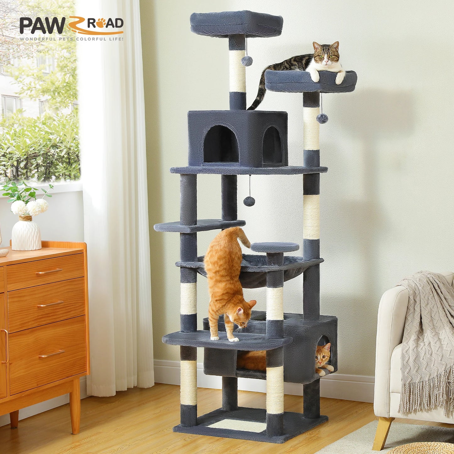 PAWZ Road Cat Tree and Tower for Indoor Cats With Sisal Scratching Posts