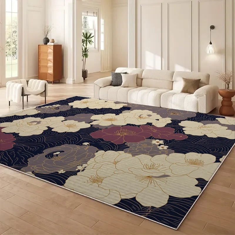 VIKAMA Persian Floral Modern Living Room Area Rug Polyester