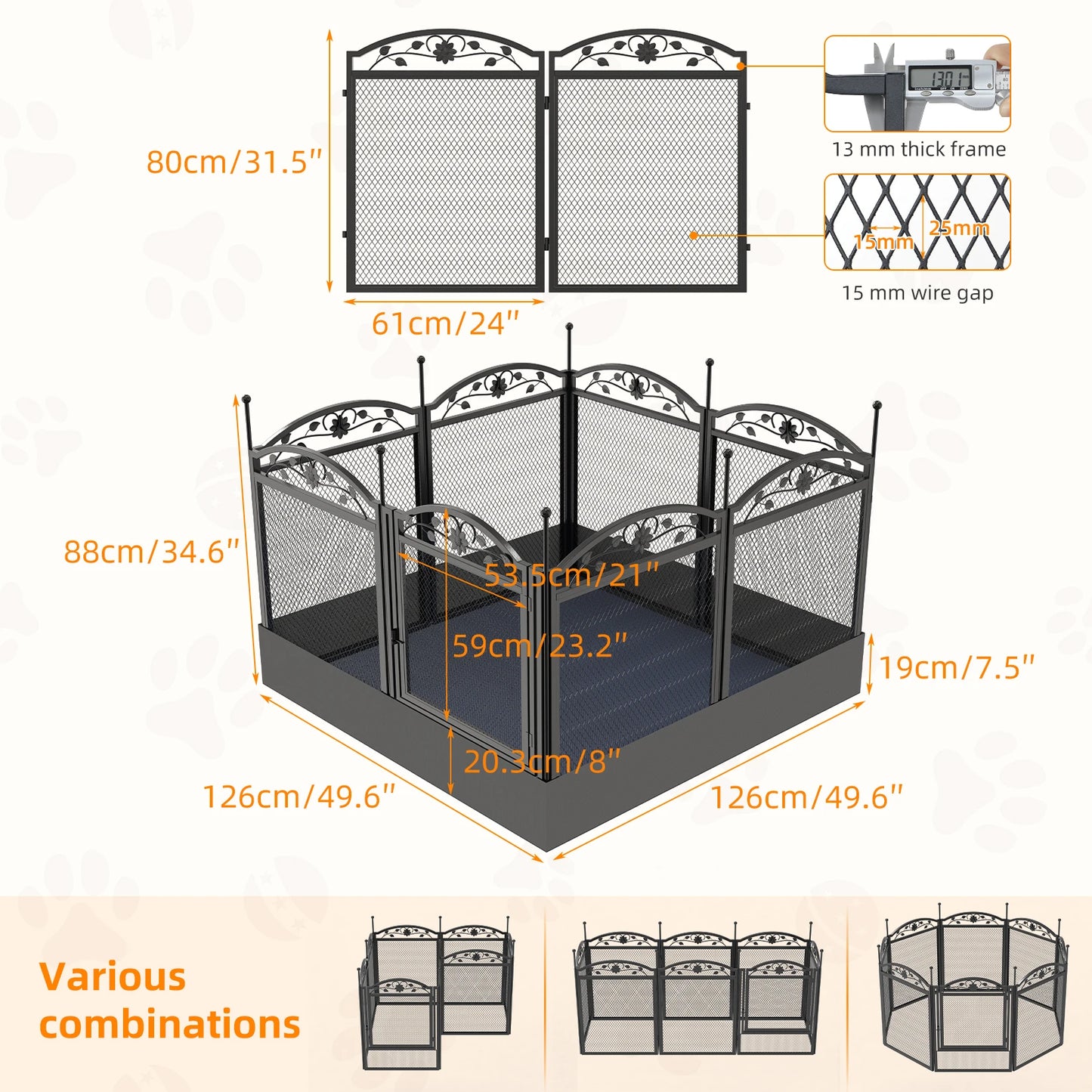 BORWART Heavy Duty Dog Playpen Enclosure For Indoor Outdoor Use