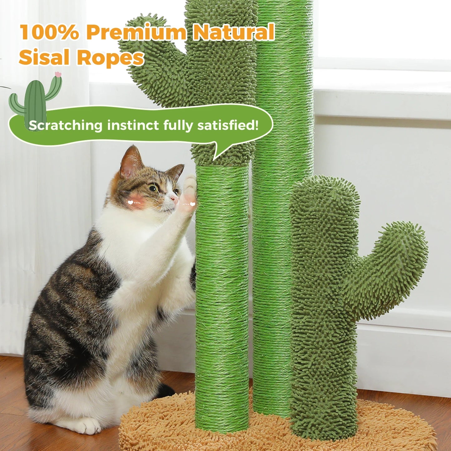 Pequlti Cactus Cat Tree With Condo And Hammock Indoor Play