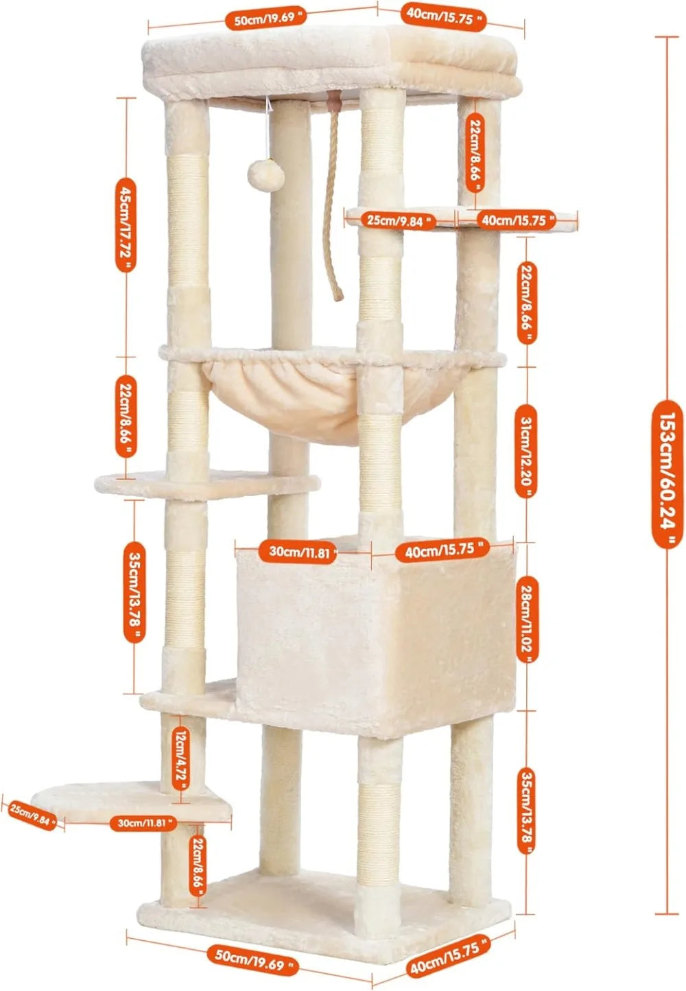 Cat Tree Indoor Multi Level Plush Condo For Indoor Cats