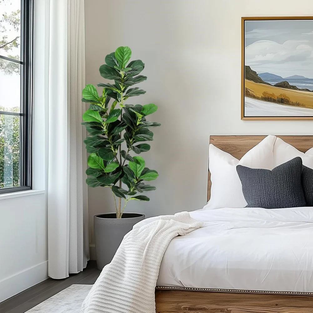 HiMISS Artificial Fiddle Leaf Fig Tree With Pot Home Decor