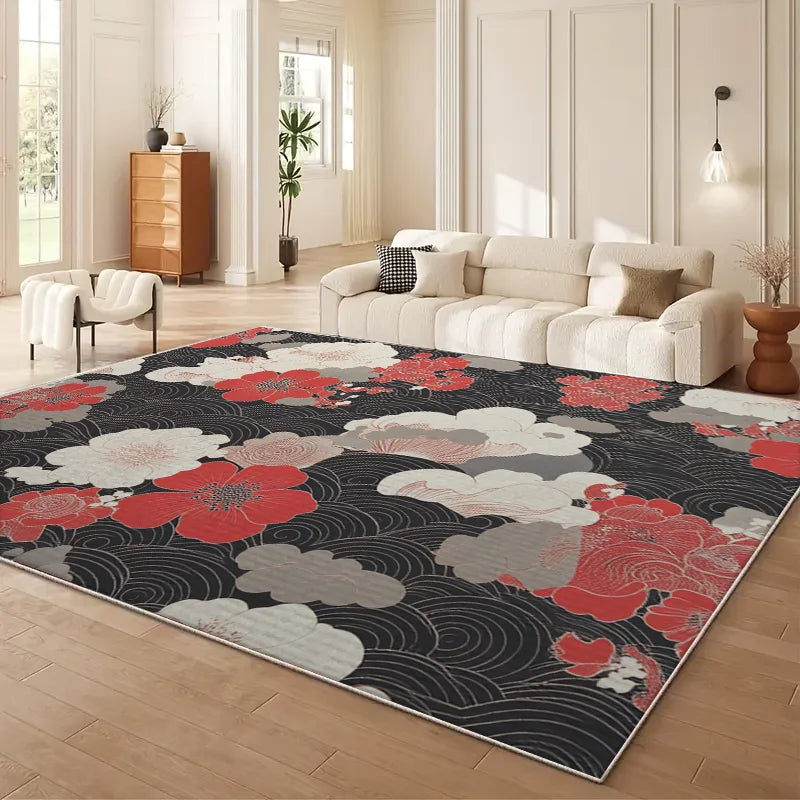 VIKAMA Persian Floral Modern Living Room Area Rug Polyester