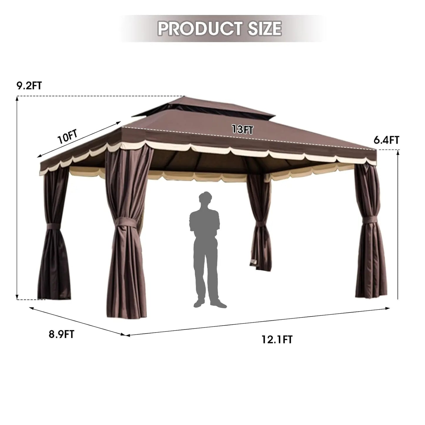 Outdoor Gazebo Heavy Duty Double Roofs Mosquito Netting And Curtains
